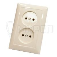 Розетка 2-местная СЕЛЕНА, скрытой установки, без заземления бежевая